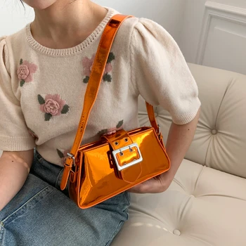 Класически дамски чанти, чанти през рамо с ярки повърхност, реколта сребристи чанти, елегантен златист женски клатч
