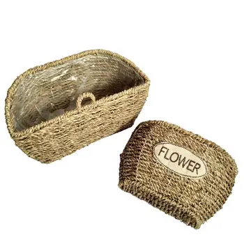 Кошница от ракита, преносима ваза за съхранение на цветя от ратан, многократно монтиране на окачен съд за съхранение на растения за декорация на дома, хол