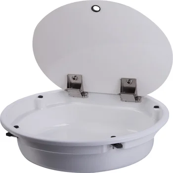 Кръгла бяла акрилна мивка с капак ф430 * 140 мм, извънбордови ван-къмпинг GR-Y010A