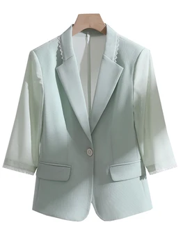 Лято, Пролет женски блейзър женски бял черен зелен с къс ръкав Дамски бизнес работно облекло официално сако, яке-дамски