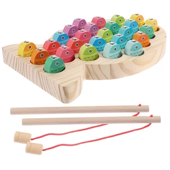 Магнитна с дървена играчка за риболов, набор от образователни играчки за деца, взаимодействието на родителите и на децата, мультяшная плоча съответната форма