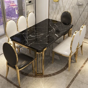 Маса за хранене от мрамор в скандинавски стил, луксозен прост, модерен, маса за хранене, италианска черна ресторанная мебели за кухня
