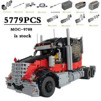 Международен камион Lone Star MOC-9788 модел на превозното камион с ремарке 5779 бр. строителни блокове на висока сложност, подаръци за рожден ден 