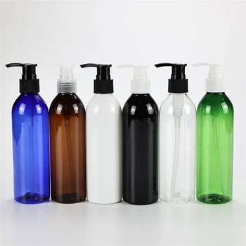 Многоцветен пластмасов флакон с помпа за лосион с кръгла рамо 250 мл X 25, пътен размер, бутилка за течен сапун, Шампоан, козметика, ДОМАШНИ контейнери