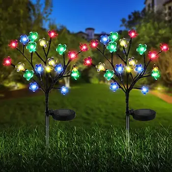 Модел на дървото Сакура Автоматично включване и изключване на Земята поставяне на Водоустойчив led лампа Слънчева лампа Пейзаж осветление Декор на двора