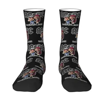 Модерен Мъжки Чорапи в стил Хеви-Метъл-Рок, AC DC, Дишащи Топли чорапи за екипажа с 3D Принтом, Унисекс