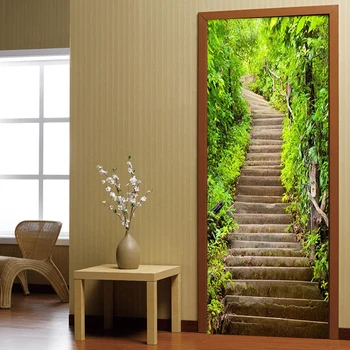 Модерна Проста зелена горска пътека, каменна стълба, пейзаж, фотообои, тапети, хол, кабинет, стикера на вратата, тапети, PVC, 3 D