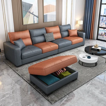 Модерна проста технология на тъканта на дивана Текстилен колан Педал за съхранение на тройно директен скандинавски малък семеен чиста червен мебели