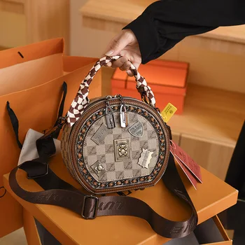 Модни окото универсален широколентов чанта-месинджър известни личности, дамски луксозен дизайнерски малка кръгла чанта, чантата през рамо за жени