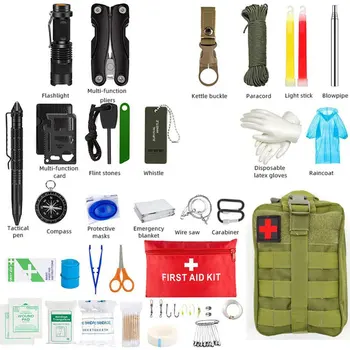 Набор от инструменти за оцеляване на открито, комплект инструменти за оцеляване в къмпинг, туризъм опаковка, тактическа чанта за оказване на първа помощ, здрава и портативна