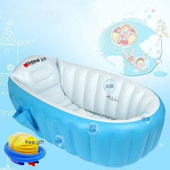 Нов стил, преносима вана, надуваема детска възглавница за вана, водене жив топлина, сгъване с въздушно помпа, за използване в детска баня