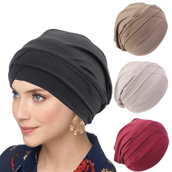 Нова шапка-тюрбан с кръст на челото, мюсюлмански кърпичка ярки цветове, превръзка на главата, женски вътрешна hijabs, шапка за химиотерапия, модни аксесоари за коса