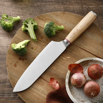 Нож Сантоку, определени от 1-2 теми, кухненски ножове, остри японски нож Сантоку, секира, нож за нарязване на зеленчуци