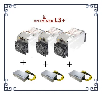 Опаковка с 3 LTC Dogecoin Asic Миньор за обновяване на Antminer L3 + 504M с включено захранване