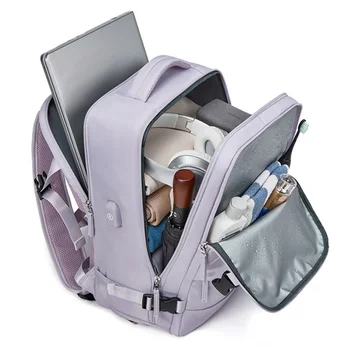 Раница за пътуване, женски водоустойчив многофункционален 15,6-инчов лаптоп, бизнес и ежедневни дамски леки раници с чанта за обувки