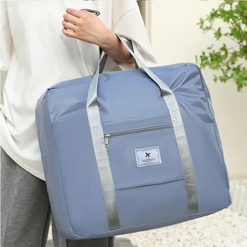 Сгъваема голяма дамска чанта за самолета, квадратна женствена чанта за носене, пътни чанти-тоут, найлонови торбички с голям капацитет