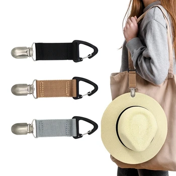 Скоба за сламени шапки за пътуване, подвешиваемый в чанта, раница, багаж, за възрастни, плажни аксесоари за пътуване на открито (черен)