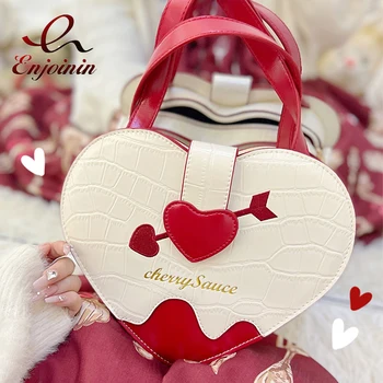 Сладки портфейли и портмонета JK със сърца за жени, чанта за през рамо в стил Лолита