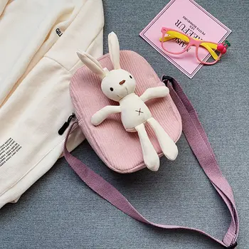 Сладък заек, детска вельветовая чанта през рамо, сладко чанта през рамо за по-малките момчета, аксесоари за малки момичета, малки портмонета за монети, чанти