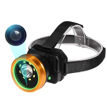 Спортна камера на открито с налобным на уличното осветление, зареждане чрез USB, водоустойчива спортна камера на главата 1080P за запис на теренната работа