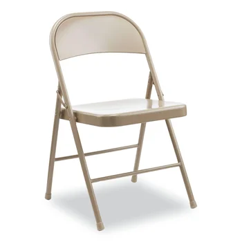 Стоманена сгъваем стол без подлакътници, с тегло до 275 килограма, Кафяв, 4 бр/Кашон -ALECA945, 19,69x18,61x29,41 см