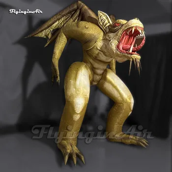 Страшно голям надуваем goblin, чудовище за Хелоуин, зъл дух, въздушен демон с крилца за украса на клубната парти