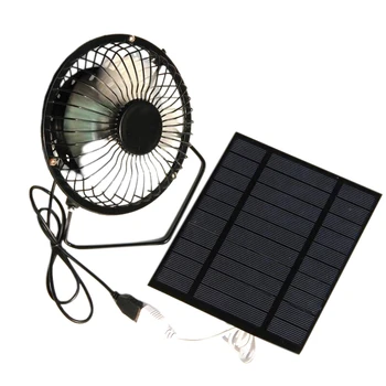 Фен на слънчева батерия с мощност 5 W 5-В, Мини преносим вентилатор за охлаждане, 4-инчов USB преносим вентилатор за къмпинг, яхти, кучешки къщички