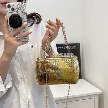 Цветна дамска чанта с лазерен змеиным модел, дамски чанти-месинджър от изкуствена кожа, луксозни чанти, дамски косметичка банкетного качеството на 2022 година, косметичка