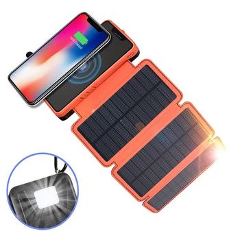 Централната банка на слънчевата енергия 20000 ма с led подсветка 3 слънчеви панели Qi Безжично зарядно устройство Powerbank за iPhone 14 Samsung S22 Xiaomi Poverbank