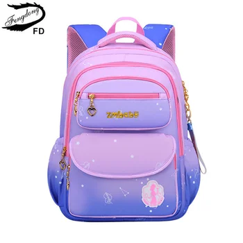 чанти за начално училище за момичета, сладко розово-синята чанта за книги, студентски ортопедичен раница, водоустойчив училище раница, директна доставка