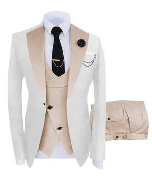 (Яке + жилетка + панталон, мъжки костюми 2023, случайни бизнес костюм, скъп социален официален костюм, комплект от 3 теми, младоженеца, сватбени мъжете
